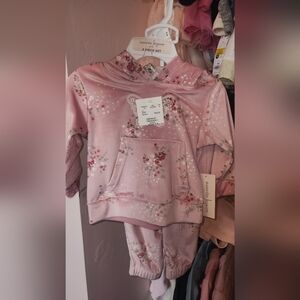 Nanette Lepore Pink Floral 2 piece Hooded Pullover and pants